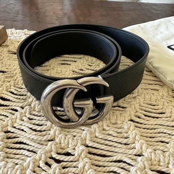 Gucci Other - Gucci Double G Men’s Logo Belt - Black And Silver -48” Length
